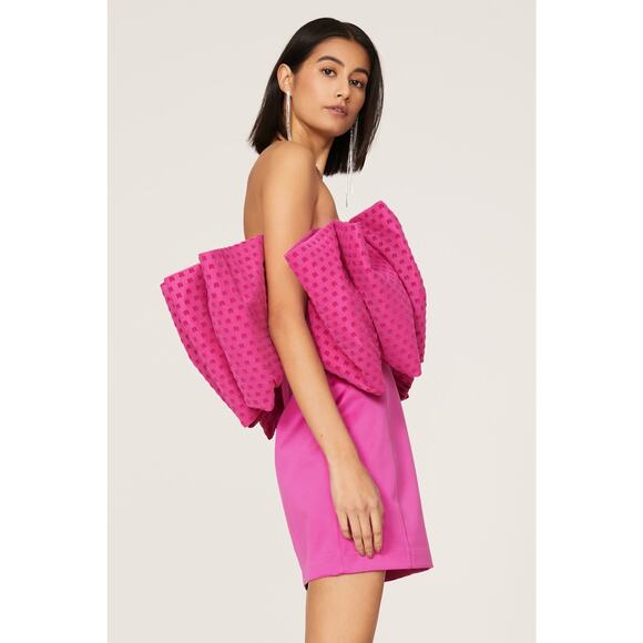 ROTATE Birger Christensen Pink Satin Strapless Side Zipper Mini Dress size US 4 - Picture 8 of 16